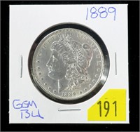 1889 Morgan dollar, gem BU