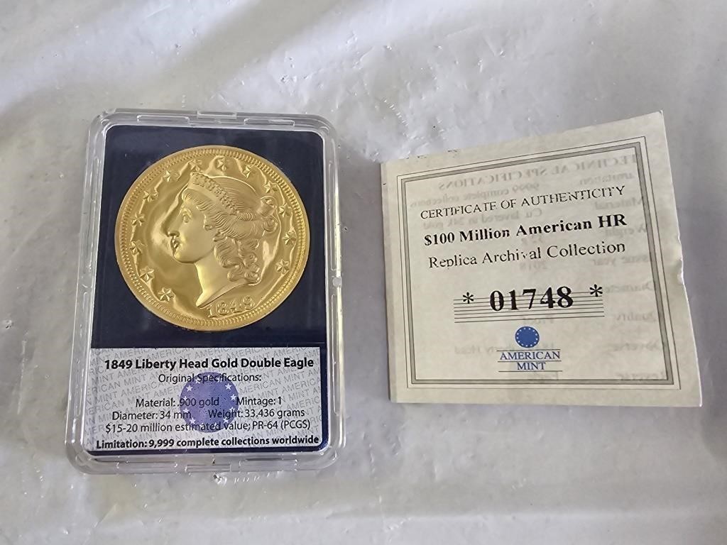 1849 Liberty Head Gold Double Eagle $20 Coin