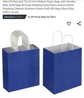MSRP $19 50 Pack Blue Paper Kraft Bags