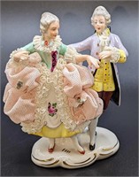 Vintage Dresden Lace Porcelain Dancing Couple