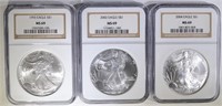 NGC GRADED MS-69 AMERICAN SILVER EAGLE LOT: