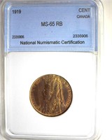 1919 Cent NNC MS65 RB Canada