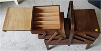 Vintage Mid Century Accordion Wooden Sewing Box
