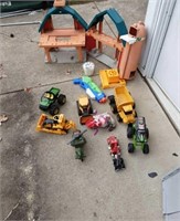 Toys/folding barn/trucks/diggers & more