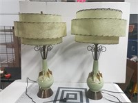 Pair of Midcentury Lamps w/ Fiberglass Lamp Shades