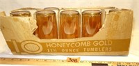 (10) Vintage 11.5 oz Honey Gold Tumblers in BOX