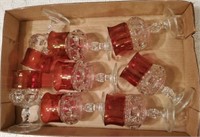 “KING’S CROWN” RUBY THUMBRING GOBLET 8PC