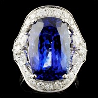 18K Gold 11.28ct Tanzanite & 1.82ctw Diamond Ring