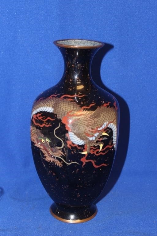 Antique Japanese Cloisonne Dragon Vase