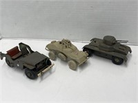 2 Tin & 1 Plastic Military Vehicles