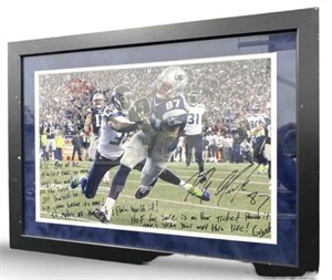 17x29 in. Signed Photo of Patriots Ron Gronkowski