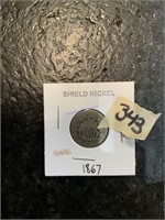 Rare 1867 shield nickel