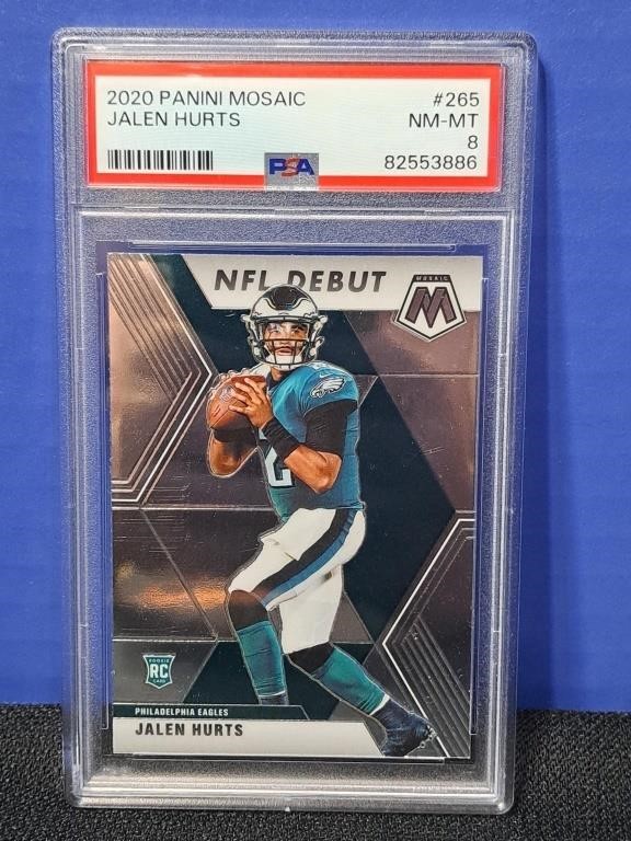 PSA Graded 8 2020 Mosaic Jalen Hurts Rookie Card