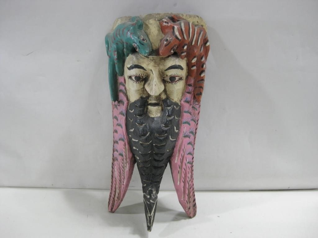 Hand Carved Wood Sculpture/ Mask 17" Tall