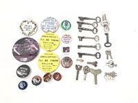 Vintage Button Pins & Skeleton Keys MTV