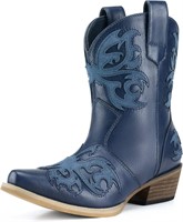 Size 6 Rollda Women's Cowboy Ankle Boots - Navy
