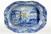 English Spode Ironstone Platter w/ Well Blue