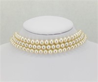 14" 3 Strand Faux Pearl Choker Necklace