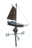 20th Century Verdigris Copper Sail Boat Weathervan