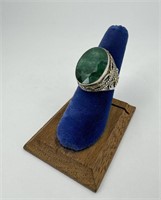 Sterling Silver Natural Emerald Ring