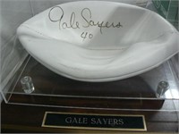 GALE SAYERS AUTOGRAPHED FOOTBALL IN LUCITE