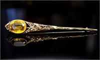 Australian Arts & Crafts citrine set gold & silver