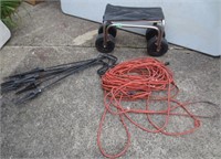 Extension cord, plant holders, garden seat
