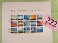 US STAMPS CLOUDSCAPES CANCELED PANEL