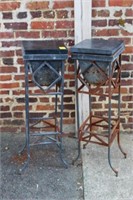 Pair Metal Planters w/ covers