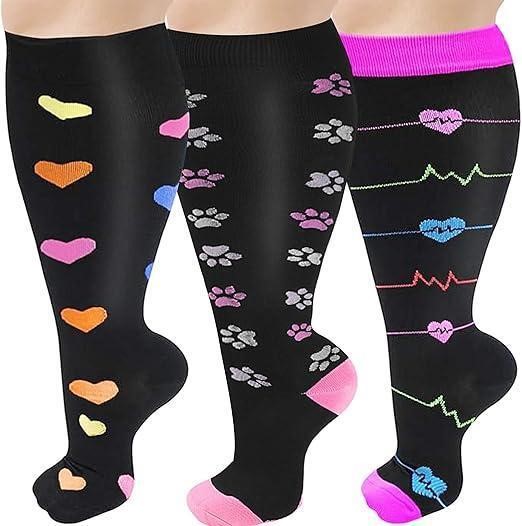 3 Pairs Plus Size Compression Socks