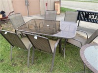 GLASS TOP 6 CHAIR PATIO TABLE SET