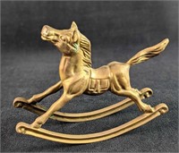 1980s Vintage Brass Rocking Horse