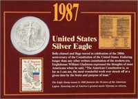 Coin 1987 American Silver Eagle in Display