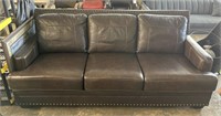 Leather Sofa with Nailhead Trim