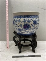 Vintage Chinese Asian  Large Flower Pot w/ Stand