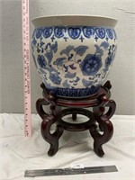 Vintage Chinese Asian  Large Flower Pot w/ Stand