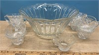 Glass Punch Bowl & 12 Cups.  NO SHIPPING