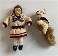 Plush Chipmunk and Miniature Doll