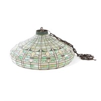 Tiffany style hanging leaded glass light fixture