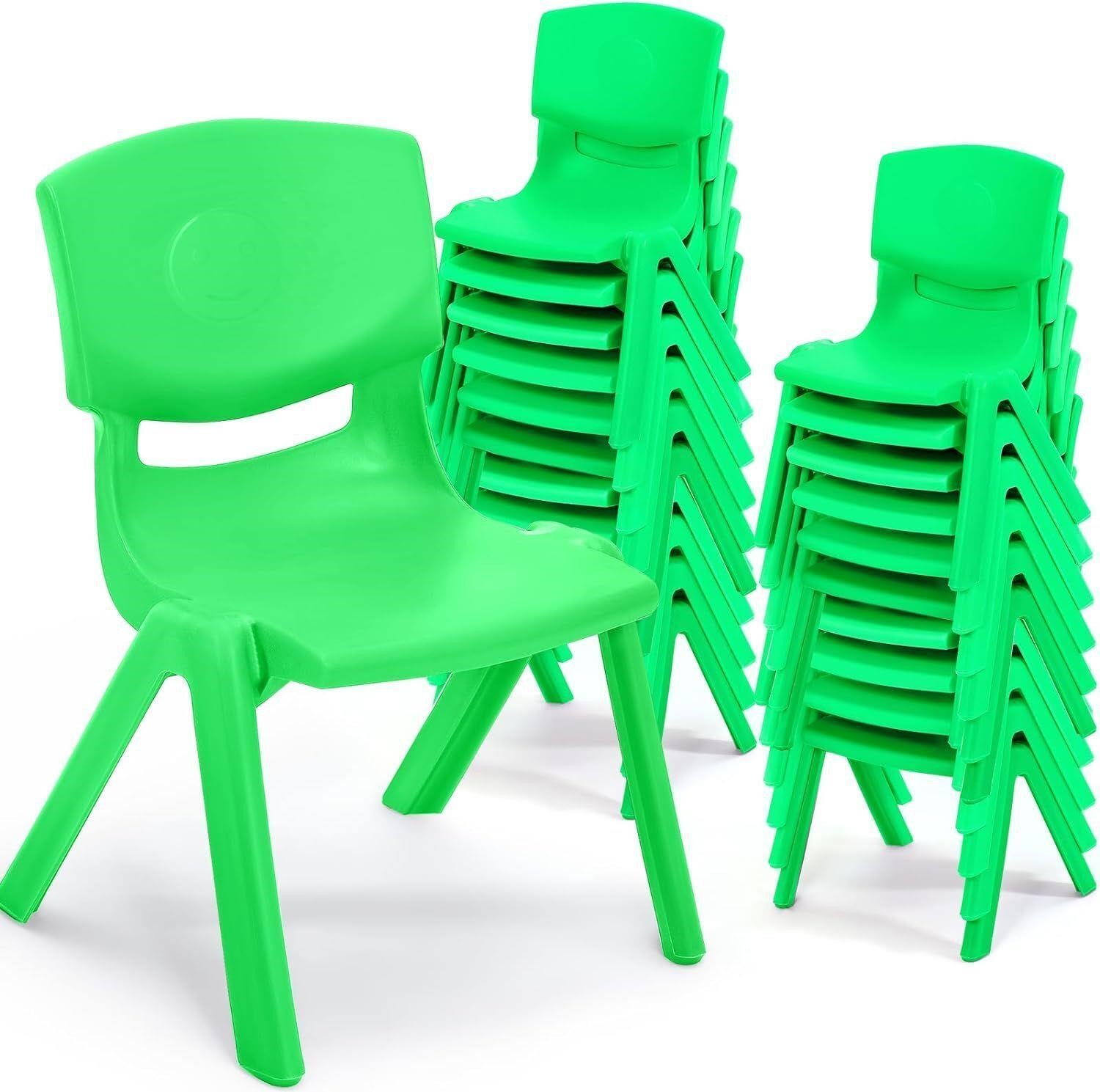 20 Pcs Stackable Green Plastic School Chairs