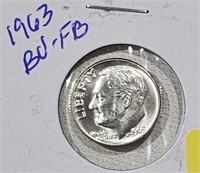 1963 D Silver Dime  BU-FB