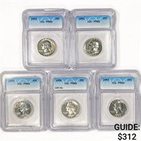 [5] Washington Silver Quarters ICG PR 1952-1956