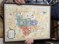 FRAMED VINTAGE MAP OF JERUSALEM