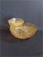 Amber Glass Chip & Dip Bowl