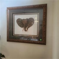 Framed Elephant Carving