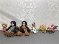 Vtg Mexican, German, and Native Am dolls