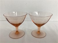 Pair of Pink Depression Glass Champagne Glasses