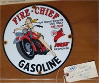 Texaco Fire Chief 11.5" gas pump porcelain sign