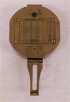 Brass compass w/ levels, natural sine India,