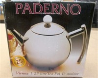 Paderno Vienna 1.25L Tea Pot & Strainer